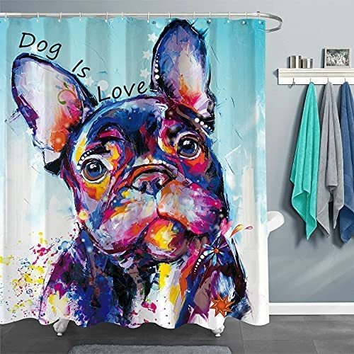 Imagen 2 de 5 de Miyotaa Dog Funny Abstract Oil Painting Shower Curtain Set 6