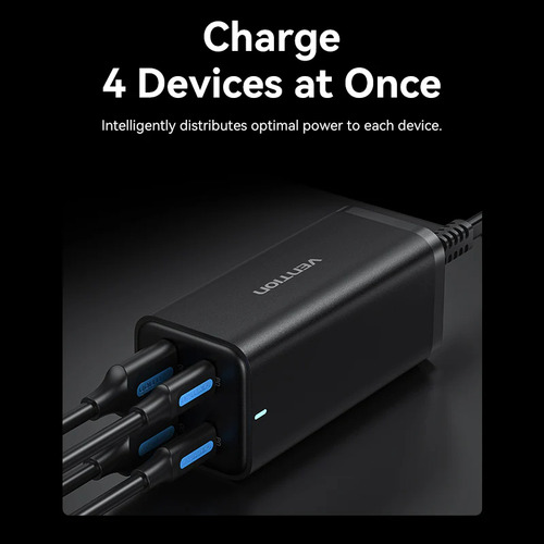 Cargador Enchufe Usb C Adaptador 4 Puertos 100w Pd Blanco Vention FBSWG