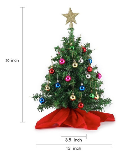 Juego De Árbol De Navidad Pequeño De 50.8 Cm Con Luces Led T