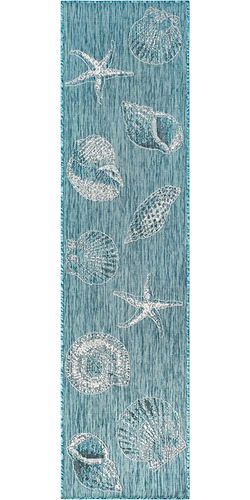 Liora Manne Shells Aqua Indoor Outdoor Area Alfombra, 1'11  