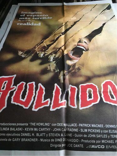Poster Aullidos Patrick Mac Nee Jhon Carradine Original 1981 (Usado)