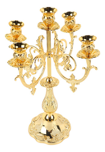 Candelabro De Metal Con 5 Brazos, Estilo Vintage Europeo