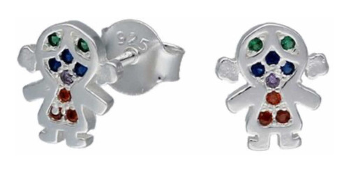 Aros Niña Plata 925 Con Cristales De Colores