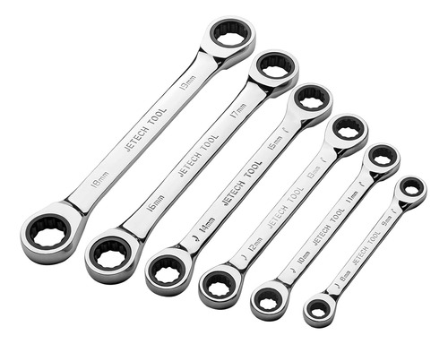 6pcs Box End Rartcheting Wrench Set, Heavy Duty Cr-v Box Rat