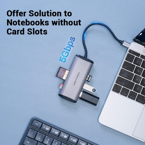 Hub Adaptador 6 En 1 Usb-c Usb Tf Sd Para Macbook Pc