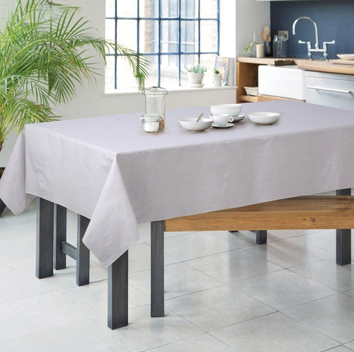 Mantel Jean Cartier De Cuerina Pesada Efecto Lino Liso Gris Lisa