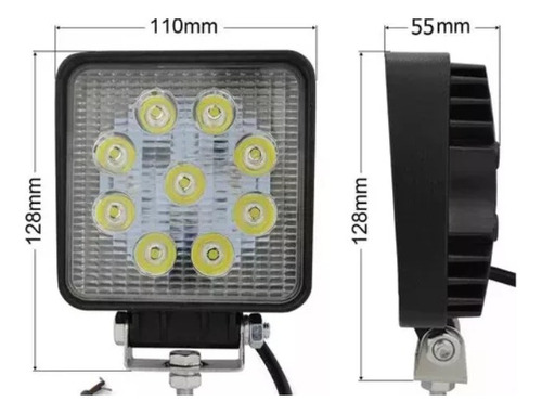 Foco Led Neblinero 27w Cuadrados 9 Led Para Auto Moto Furgon