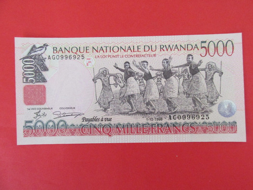 Billete Africa Oriental Rwanda 5.000 Francos Unc Año 1998