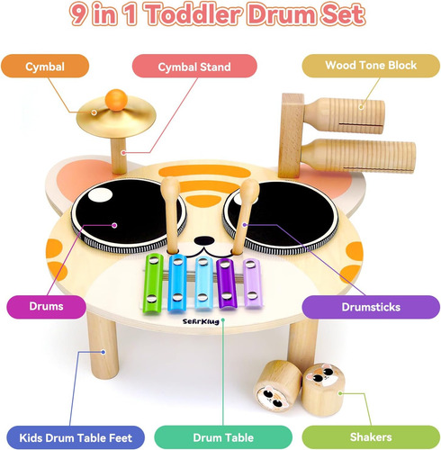 Juego De Batería Para Niños Pequeños De 1 A 3 Años, Instrume