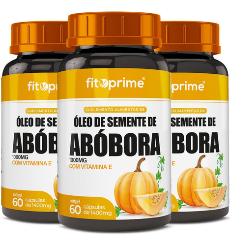Imagem 1 de 4 de Kit 3 Óleo De Semente De Abóbora 1000mg Com Vitamina E 60cps
