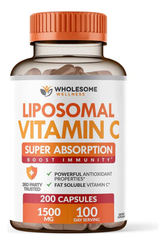 Vitamina C Liposomal 200 Capsulas Ácido Ascórbico Alta Absor