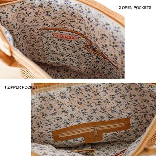 Teeya, Bolso De Mano Clásico De Paja Para Verano Y Playa Par