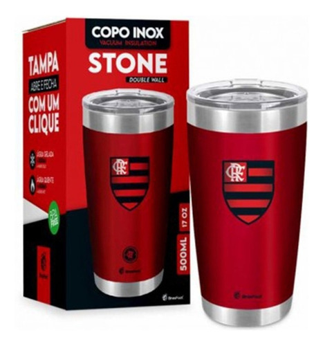 Copo Térmico Stone 500ml Oficial Dos Clubes De Futebol Flamengo