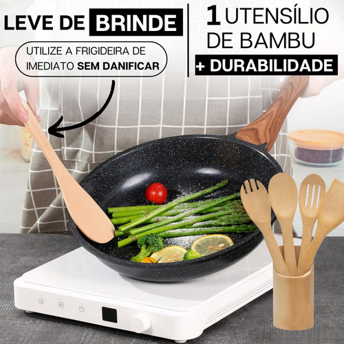 Frigideira Cerâmica Antiaderente Grande Para Fogão A Gás Indução Panela Frita Sem Óleo Moderna Mix