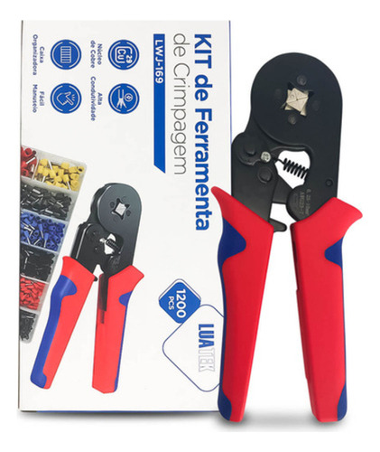 Kit Crimpar Box Alicate E Terminais Ilhós Com 1200 Unidades