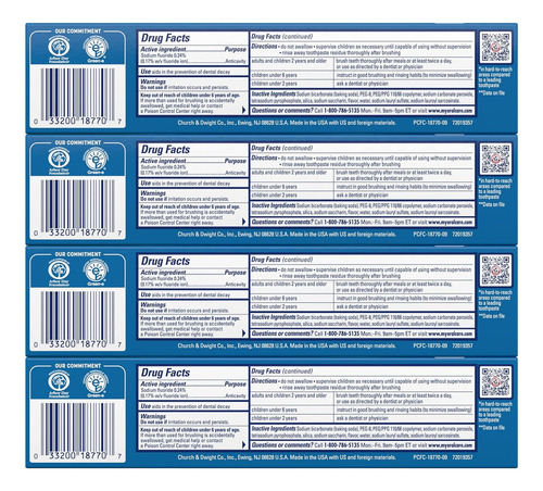 Pasta Dental Arm & Hammer Peroxicare 4 Pack 170 gr (Total 680 gr) Ayuda al cuidado de las encias, Con Bicarbonato De Sodio Y Peróxido, Limpieza Profunda, Encías Más Saludables Y Aliento Refrescante