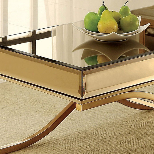 Mesa De Centro Dorada Elegante Espejos + ¡envío Gratis!