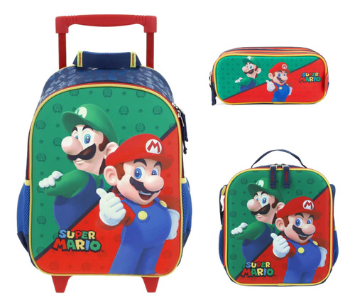 Kit De Mochila Lonchera Y Lapicera Super Mario Kinder Vs3440