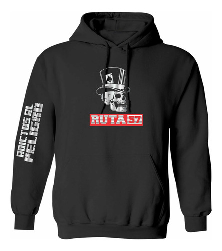 Sudadera Negra Modelo Calavera Emblema De Trailero Ruta 57 