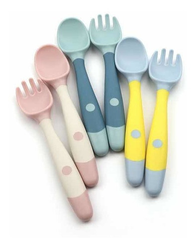 Set Cuchara Y Tenedor Flexible Silicona Bebe Cadaques Kids