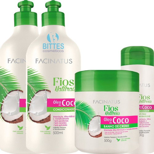 Kit Óleo De Coco Facinatus Cosméticos Hidratação Capilar