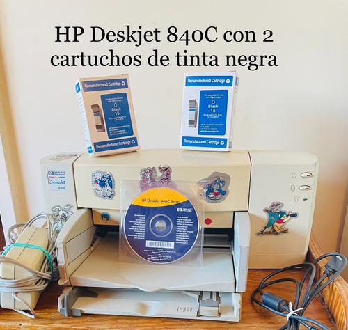 Impresora Hp Deskjet 840c Con 2 Cartuchos De Tinta Negra.