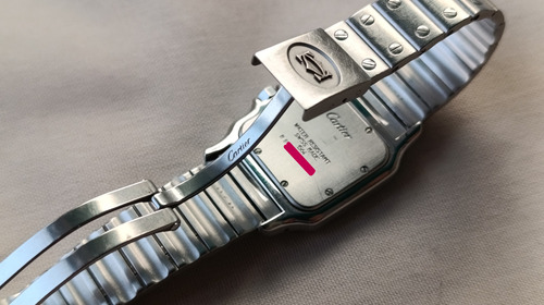 Reloj Cartier Santos Galbée, Ref. 1564. Crema, Azul, Roman Plateado Plateado Crema (Usado)