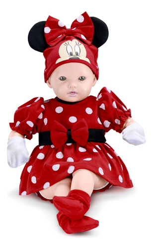 Miniatura Boneca Disney Minnie Mouse Recém Nascida C/chupeta
