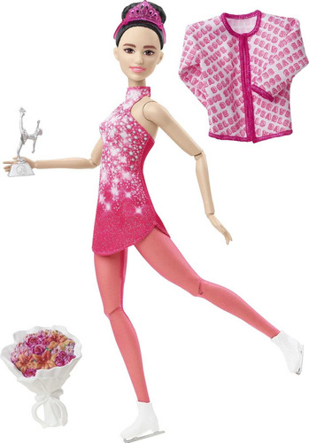 Muñeca Barbie Patinadora Sobre Hielo, Muñeca Morena A La Mod