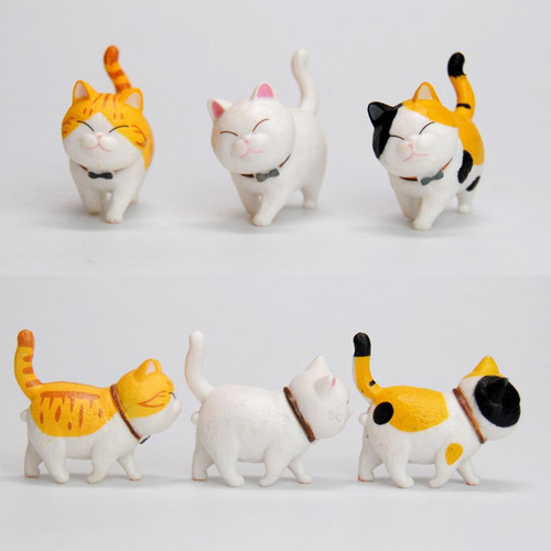 3 X 9 Piezas De Pvc Figuras De Gatos Escritorio De Mesa
