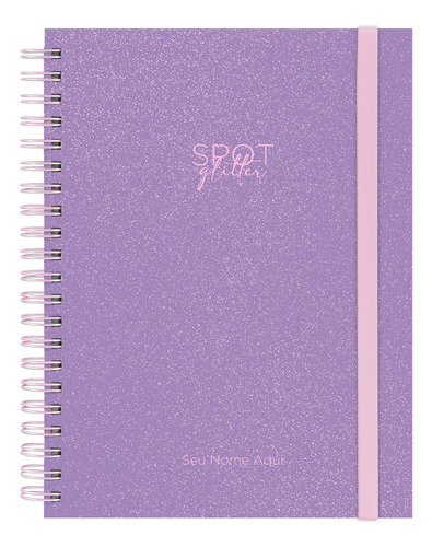 Caderno Universitário + Personalizado S Glíter Lilás 10 Mat