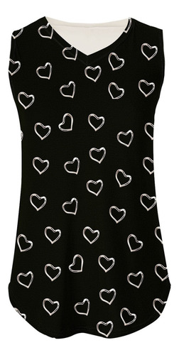 . Camiseta Sin Mangas Con Cuello En V Y Estampado Moderno