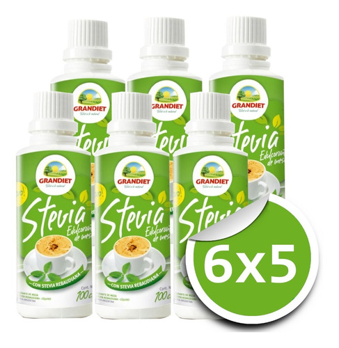 Imagen 1 de 5 de Stevia 100% Liquida - Grandiet 100 Ml ( Pura ) Pack X 6