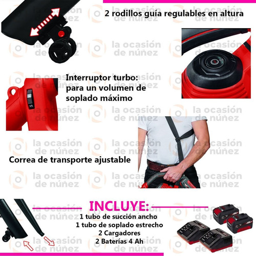 Imagen 4 de 8 de Soplador Aspirador Triturador Inalambrico Einhell Gecl36/230