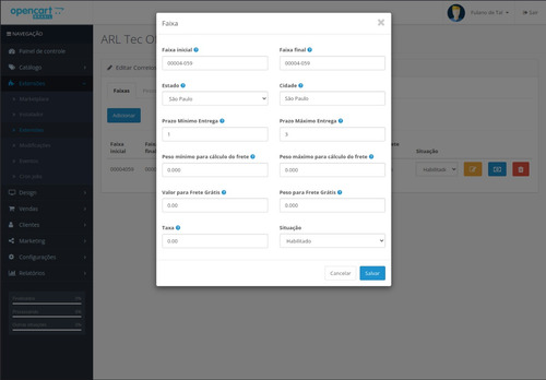Plugin De Cálculo De Frete Opencart V3