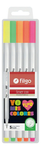 Microfibra Liner 038 Fluo Filgo Blister 5 Colores Flúo