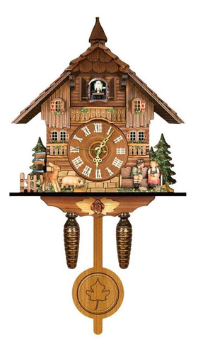 Antiguo Reloj De Pared De Cuco De Madera Péndulo Para La