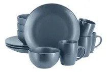 Comprar Set De Vajilla De Gres Redonda En Azul, 12 Piezas - Gibson H