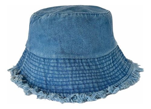 Piluso Sombrero Bucket Hat Gorro Jean Denim Desflecado