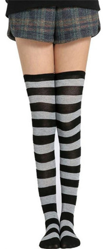 Calcetines A Rayas For Mujer, Hasta El Muslo, Medias Largas