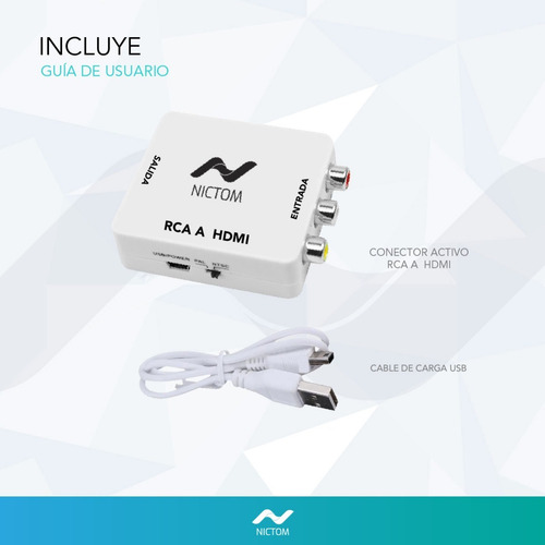 Imagen 4 de 5 de Conversor Adaptador Rca A Hdmi Nictom Activo