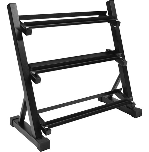 Rack Mancuernas Pesas 3 Niveles Gym Barras Soporte 450kg Color Negro