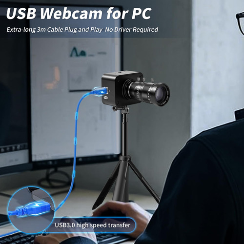 Cámara Usb 4k Mokose Con Enfoque Manual, Webcam Usb3.0 Con