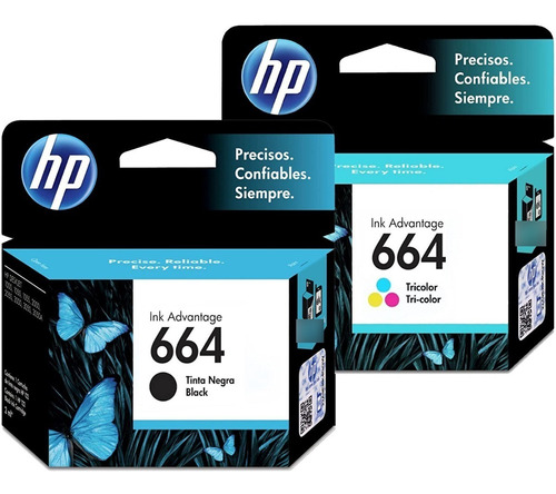 Combo Cartuchos De Tinta Original Hp 664 Tricolor Y Negro