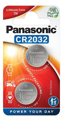 Bateria De Litio Cr2032 Panasonic Tipo Boton De 3v Pack 2u.