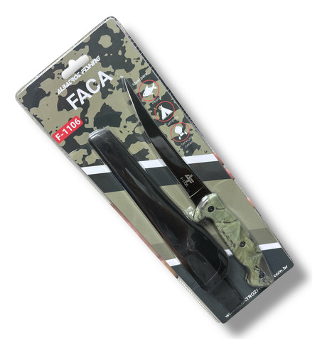 Faca Pesca Albatroz F-1109 Fileteira C/bainha 38cm Inox Cor Verde-musgo