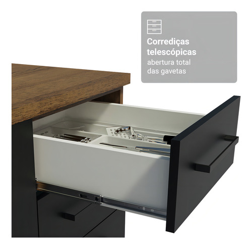 Armário De Cozinha Completa 549cm Agata Madesa 01 Rp Cor Rustic/preto