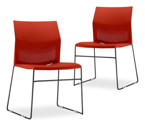 Kit 04 Cadeiras Fixa Base Preta Empilhável Conect Vermelho Material do estofamento Polipropileno