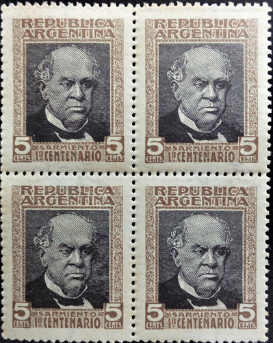 Argentina, Cuadrito Gj 316 Sarmiento 1911 Error Mint L14511