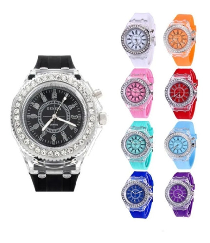 Geneva Led Luz Flash Bisel Luminoso Tendencias Reloj Dama